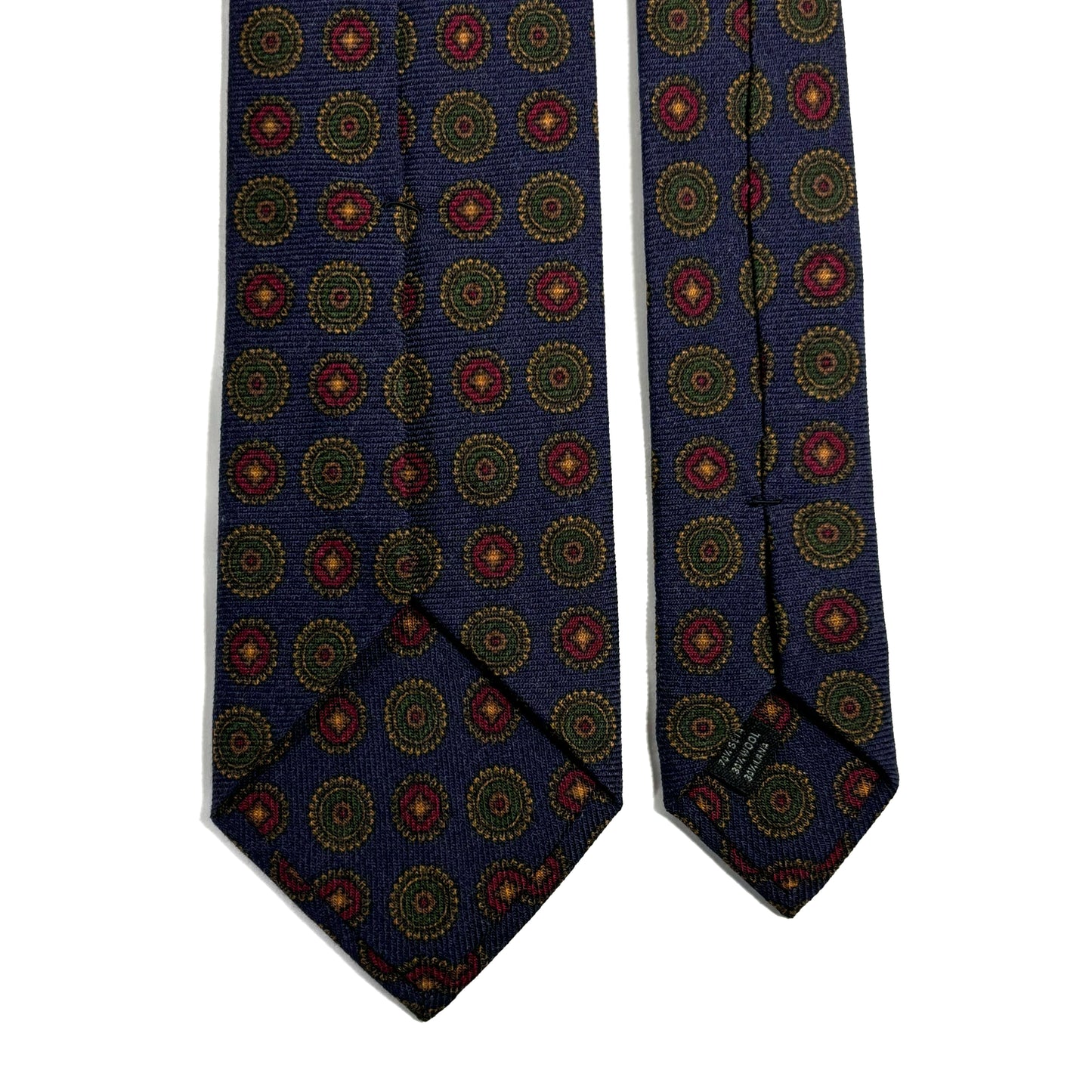 Navy Blue Floral Medallion Wool/Silk Tie