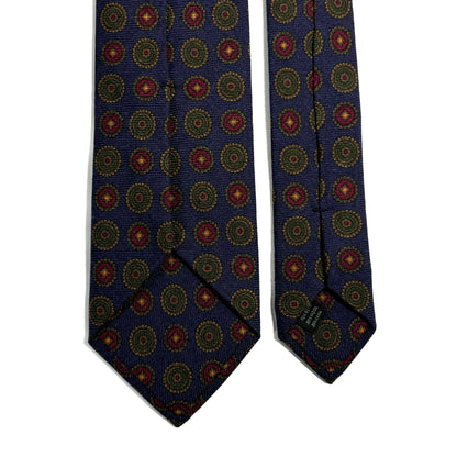 Navy Blue Floral Medallion Wool/Silk Tie