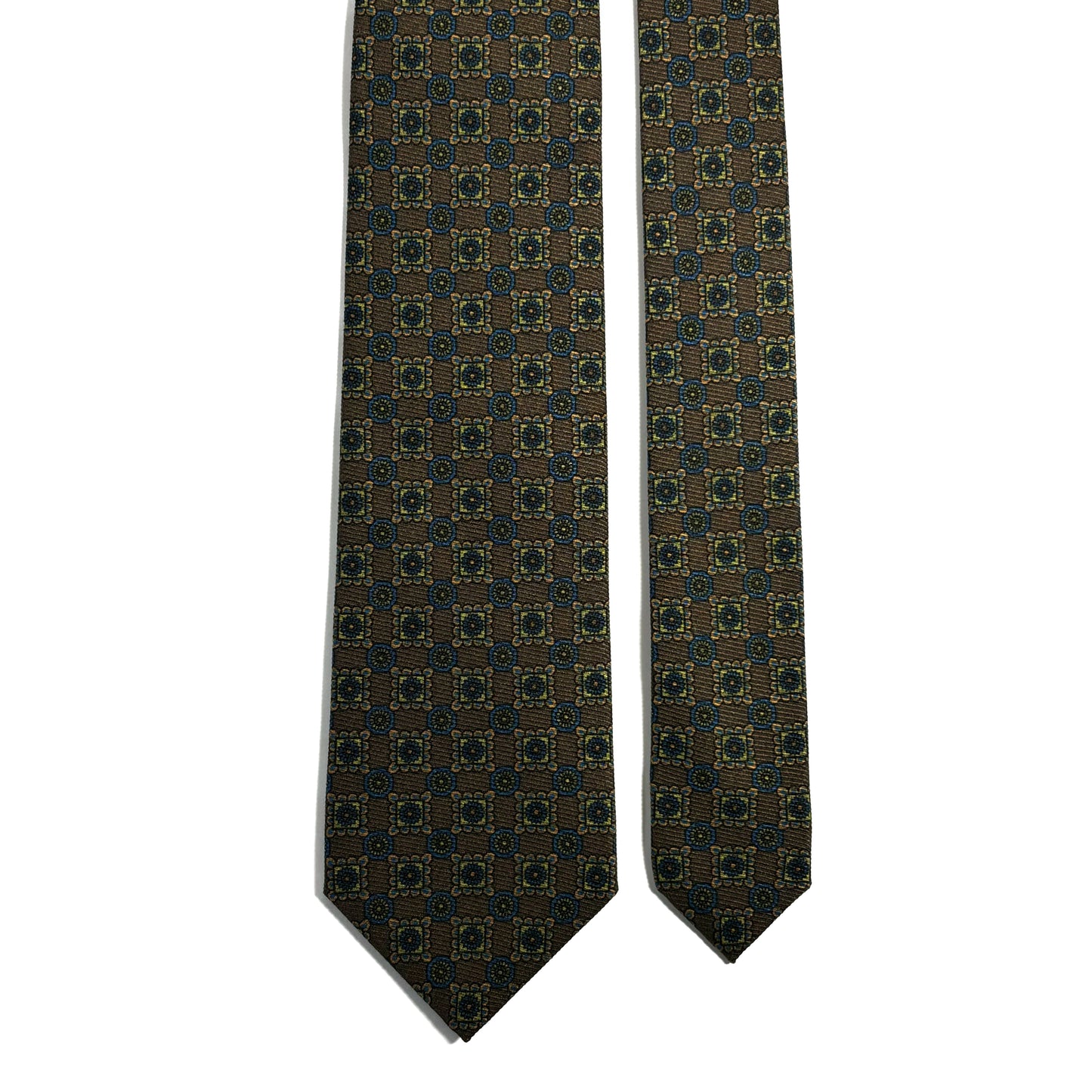 Olive Green Floral Italian Madder Silk Tie