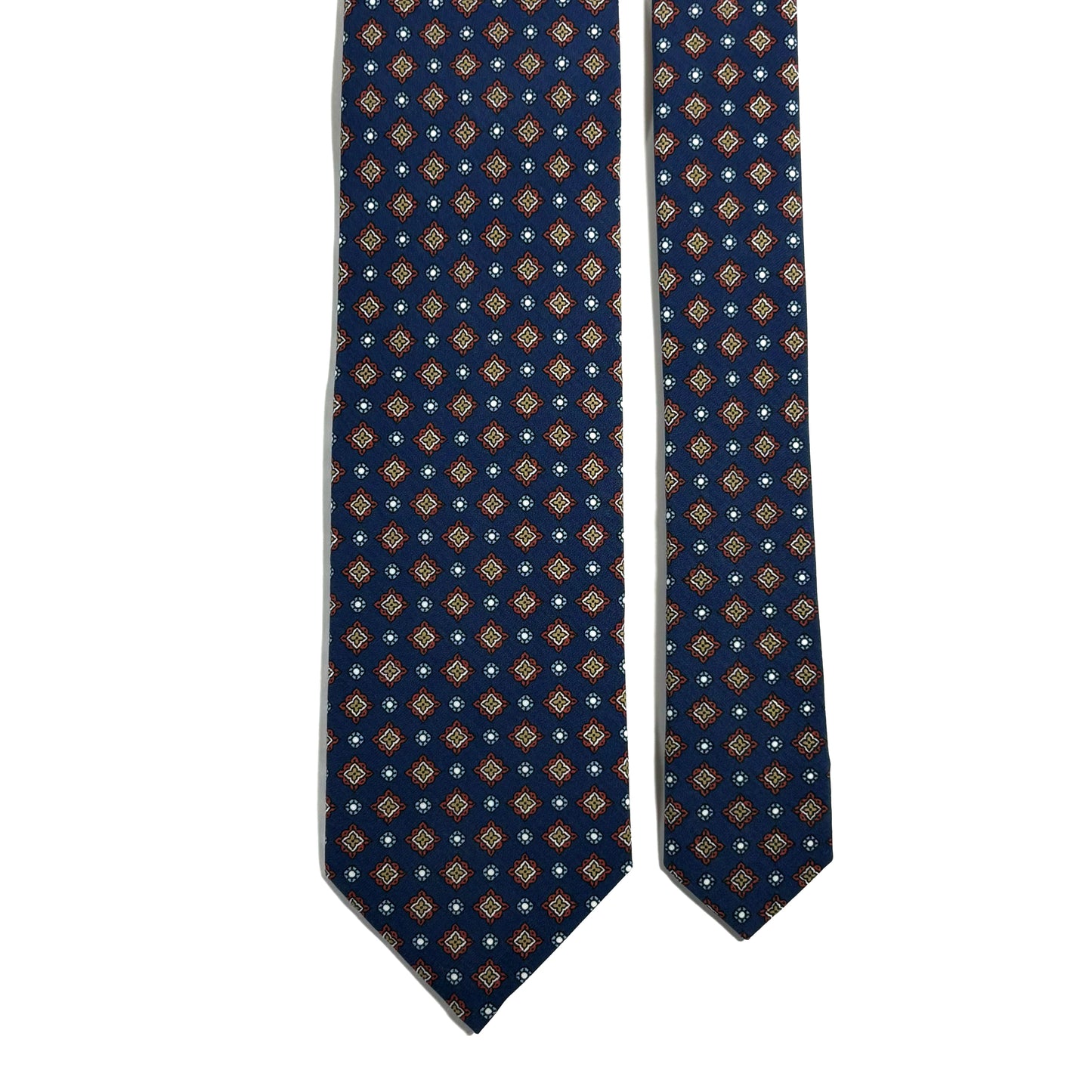 Navy Blue Geometric Ancient Madder Silk Tie