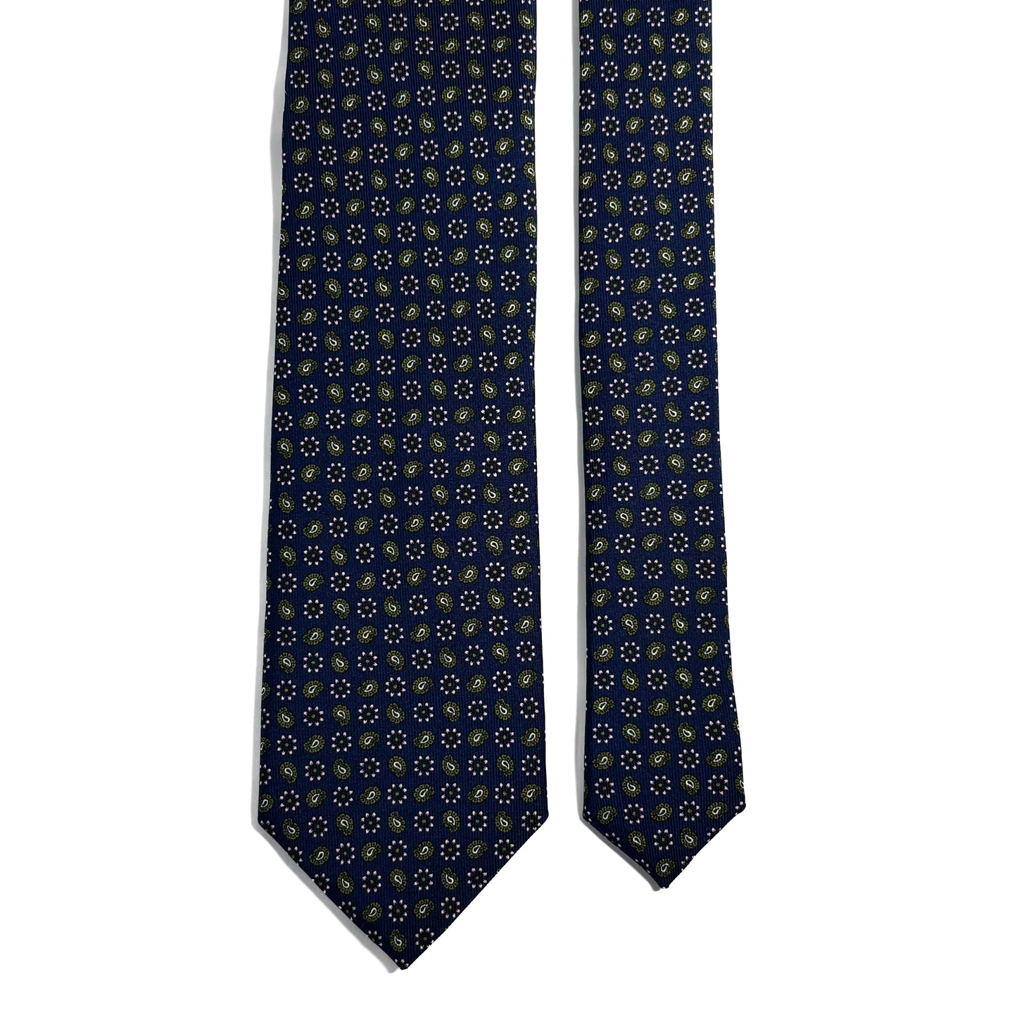 Navy Blue Floral Printed 36oz Silk Twill Tie