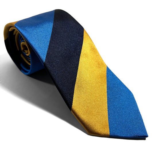 Navy Blue & Yellow Striped Silk Repp Tie