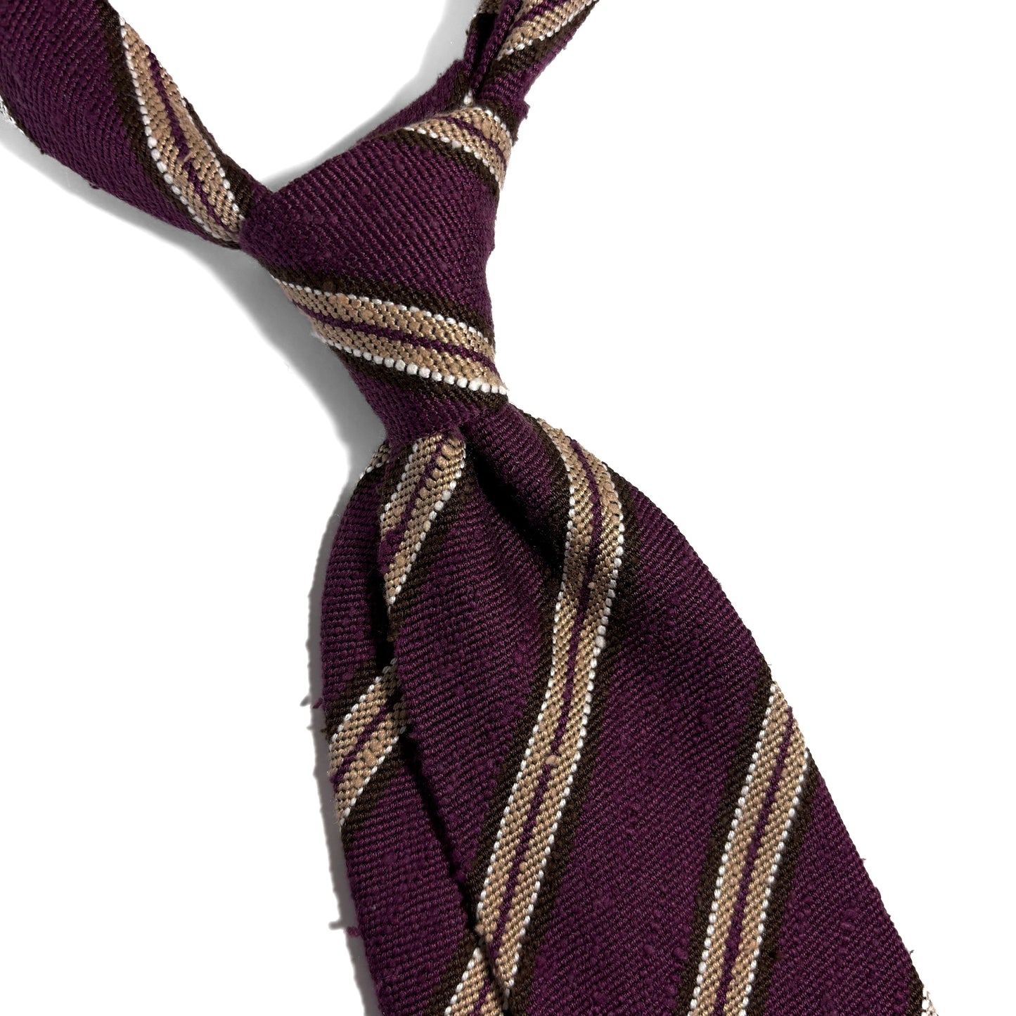 Wine Red Stripe Untipped Silk Shantung Tie