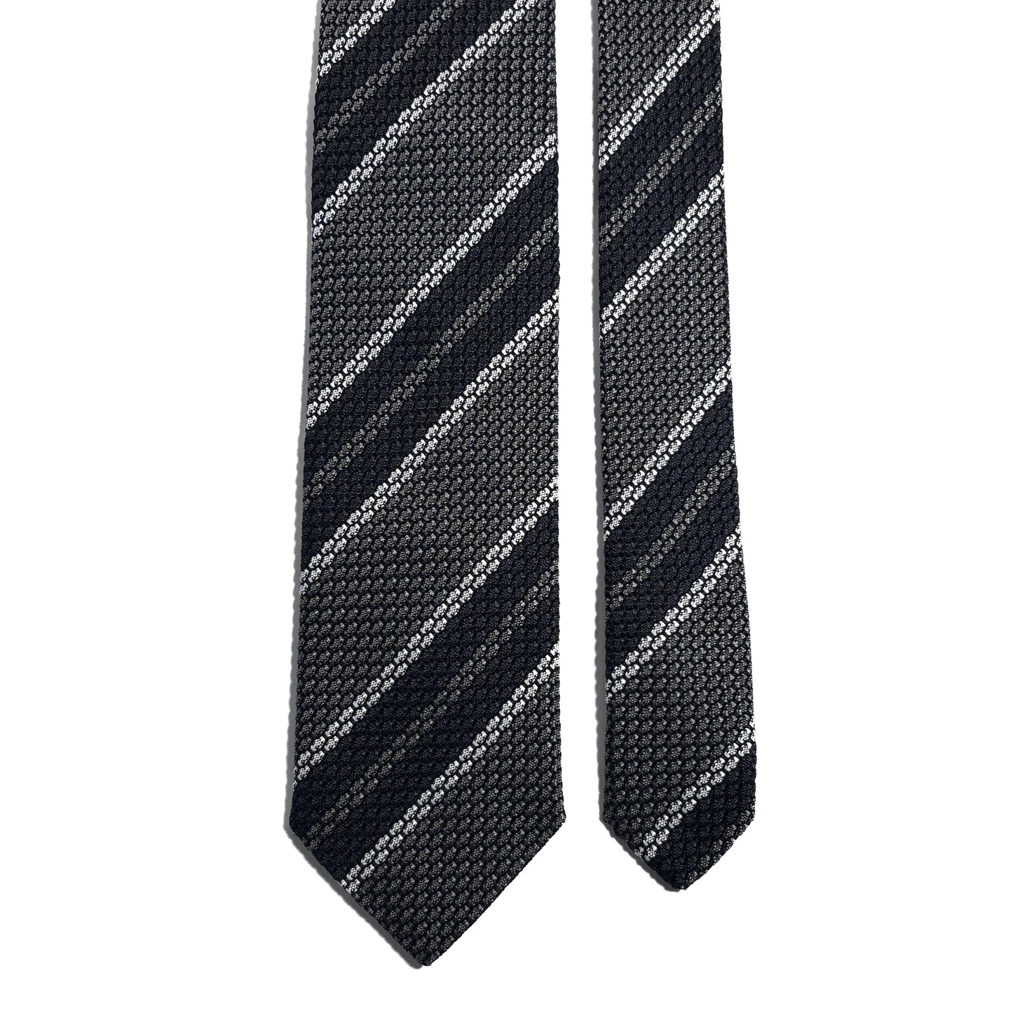 Gray Striped Silk Grenadine Tie (Garza Grossa)