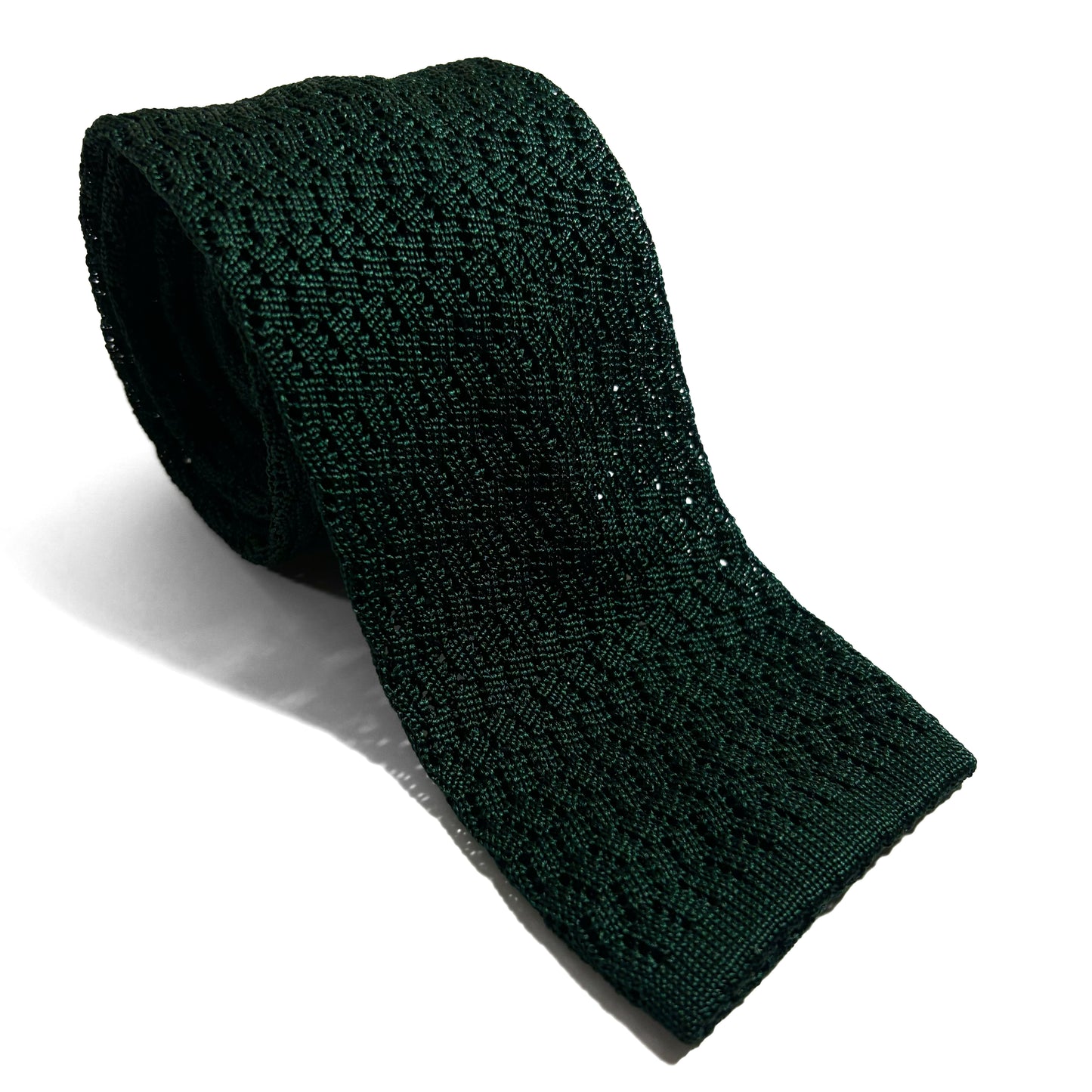 Zig-Zag Forest Green Silk Knitted Tie