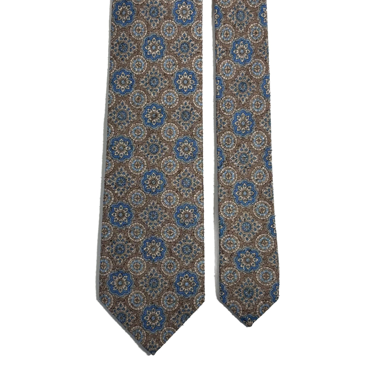 Light Brown Geometric Silk/Cotton Bourette Tie