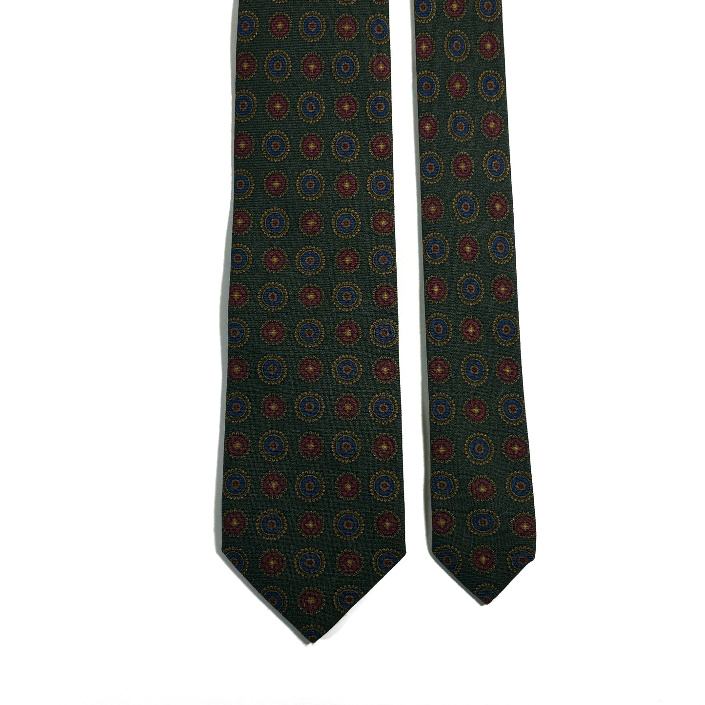 Forest Green Floral Medallion Wool/Silk Tie