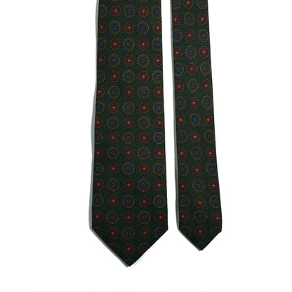 Forest Green Floral Medallion Wool/Silk Tie