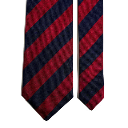 Navy Blue & Burgundy Striped Silk Repp Tie