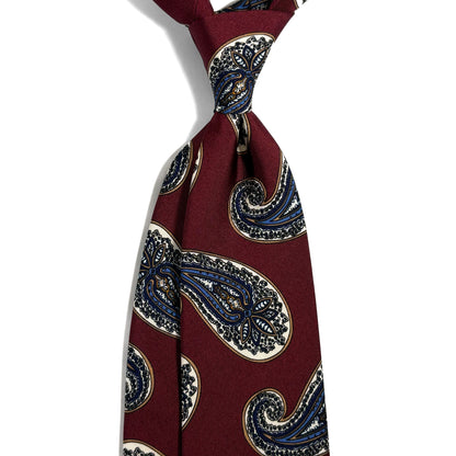 Burgundy Paisley Printed 36oz Silk Twill Tie