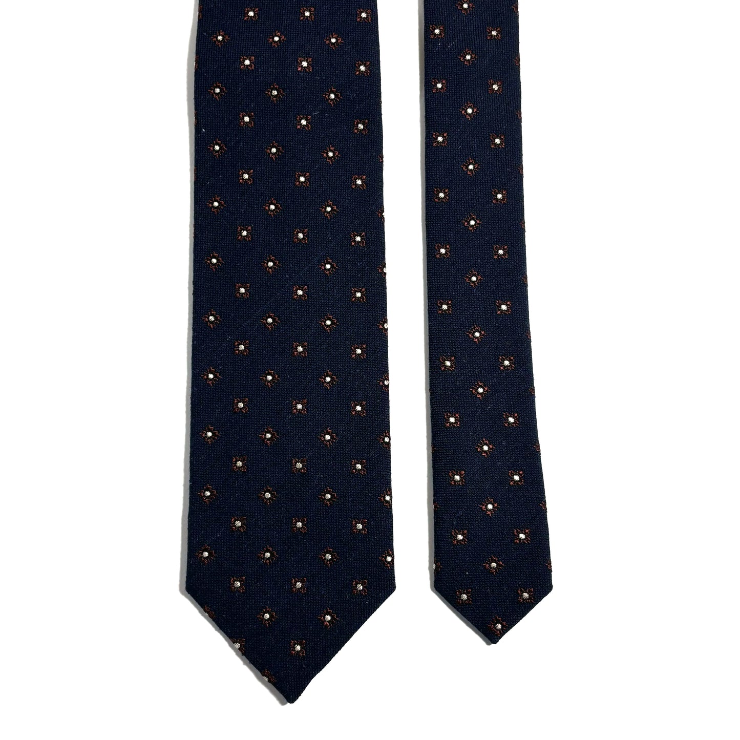 Navy Blue Floral Wool/Silk Jacquard Tie