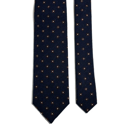 Navy Blue Floral Wool/Silk Jacquard Tie