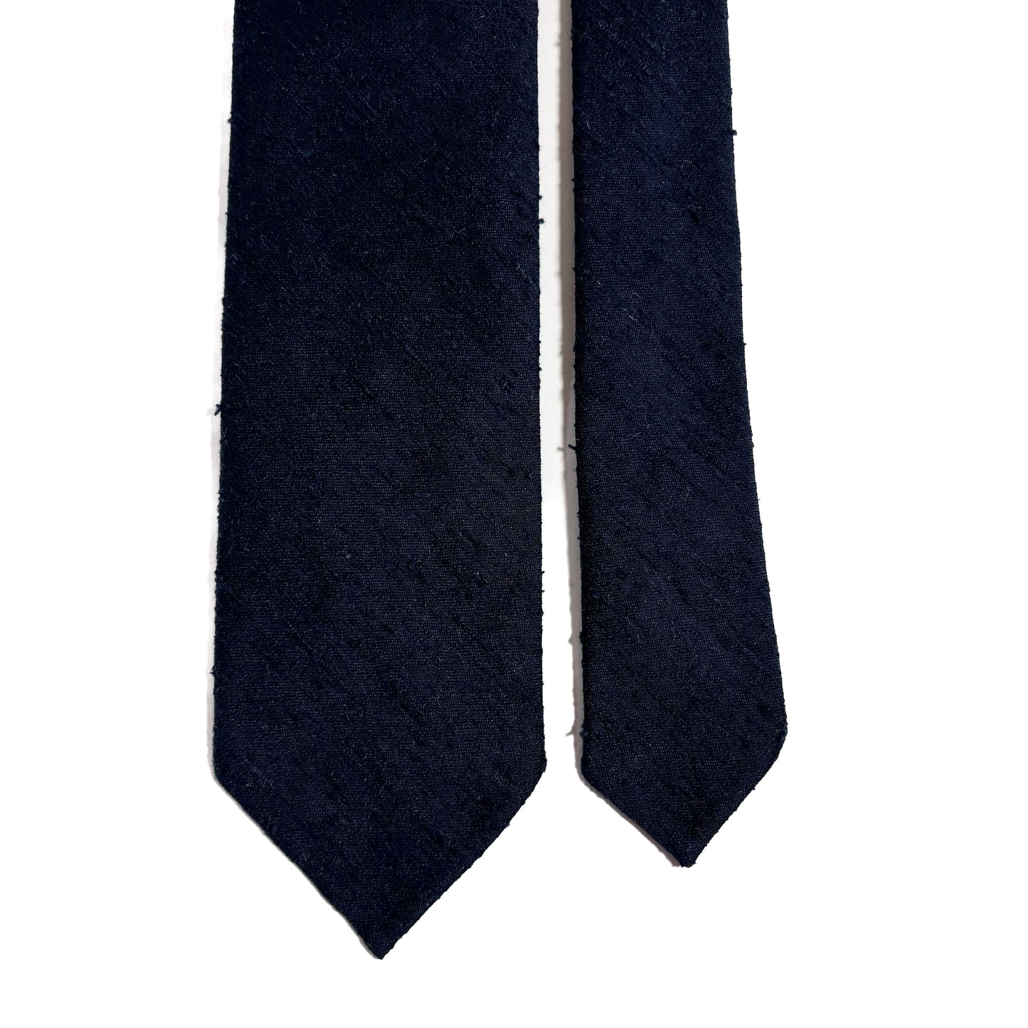 Untipped Navy Blue Silk Shantung Tie