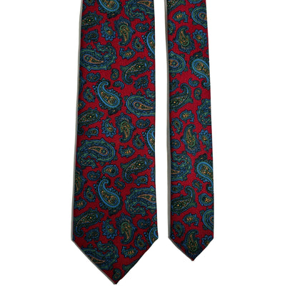 Hand-Printed Burgundy Paisley Silk Tie