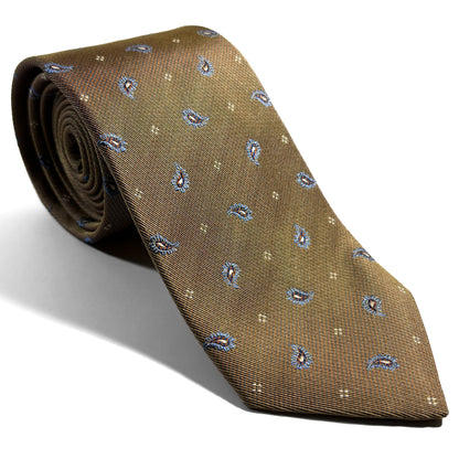 Light Brown Small Paisley Silk Jacquard Tie