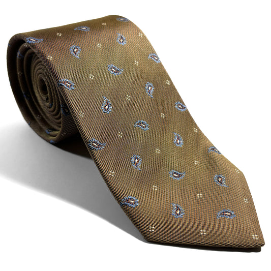 Light Brown Small Paisley Silk Jacquard Tie