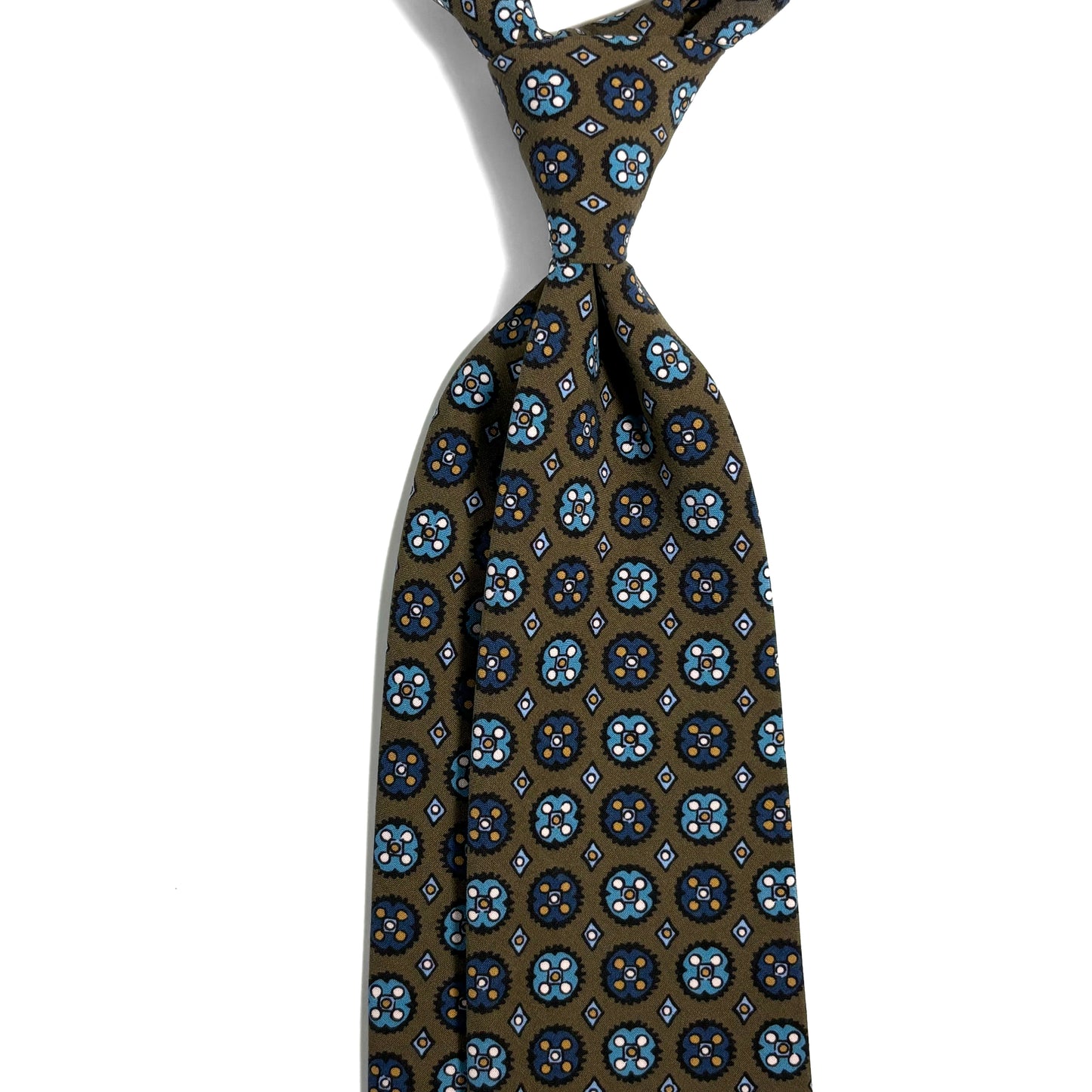 Olive Green Floral Ancient Madder Silk Tie