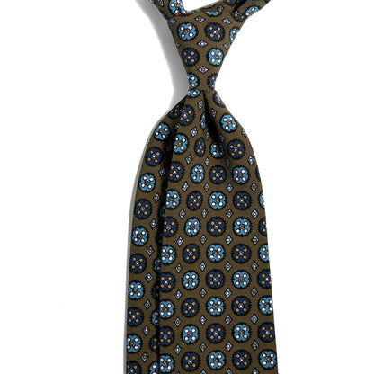 Olive Green Floral Ancient Madder Silk Tie