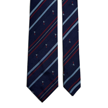 Navy Blue & Red Striped Golf Motif Silk Jacquard Tie