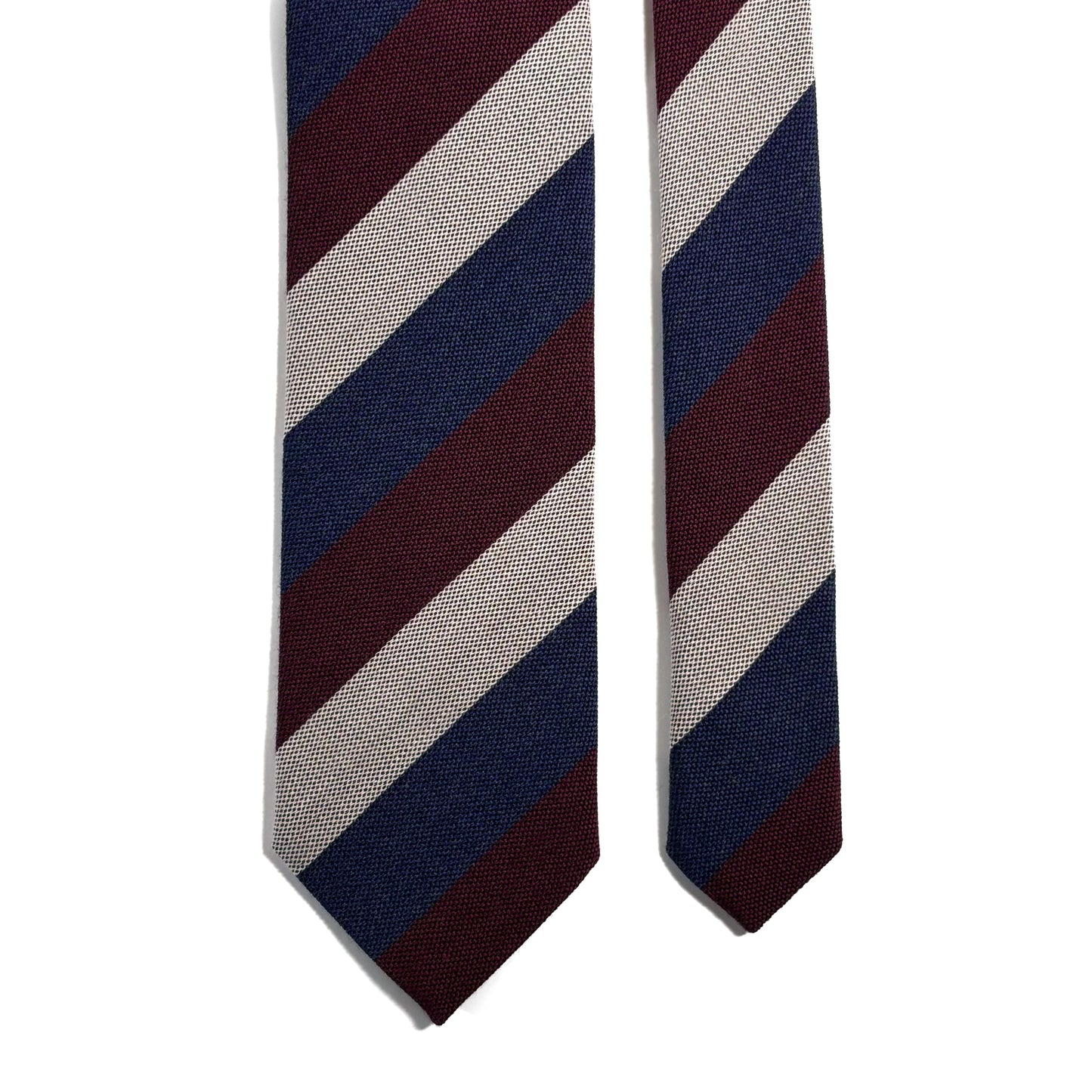 Burgundy & Navy Blue Striped Wool/Silk Tie