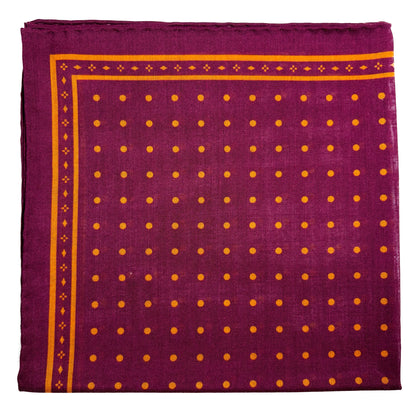 Magenta - Polka Dot - Wool/Silk Pocket Square