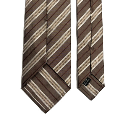 Brown Striped Silk Jacquard Tie