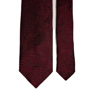 PHOENIX Red Paisley Silk Grenadine Jacquard Tie