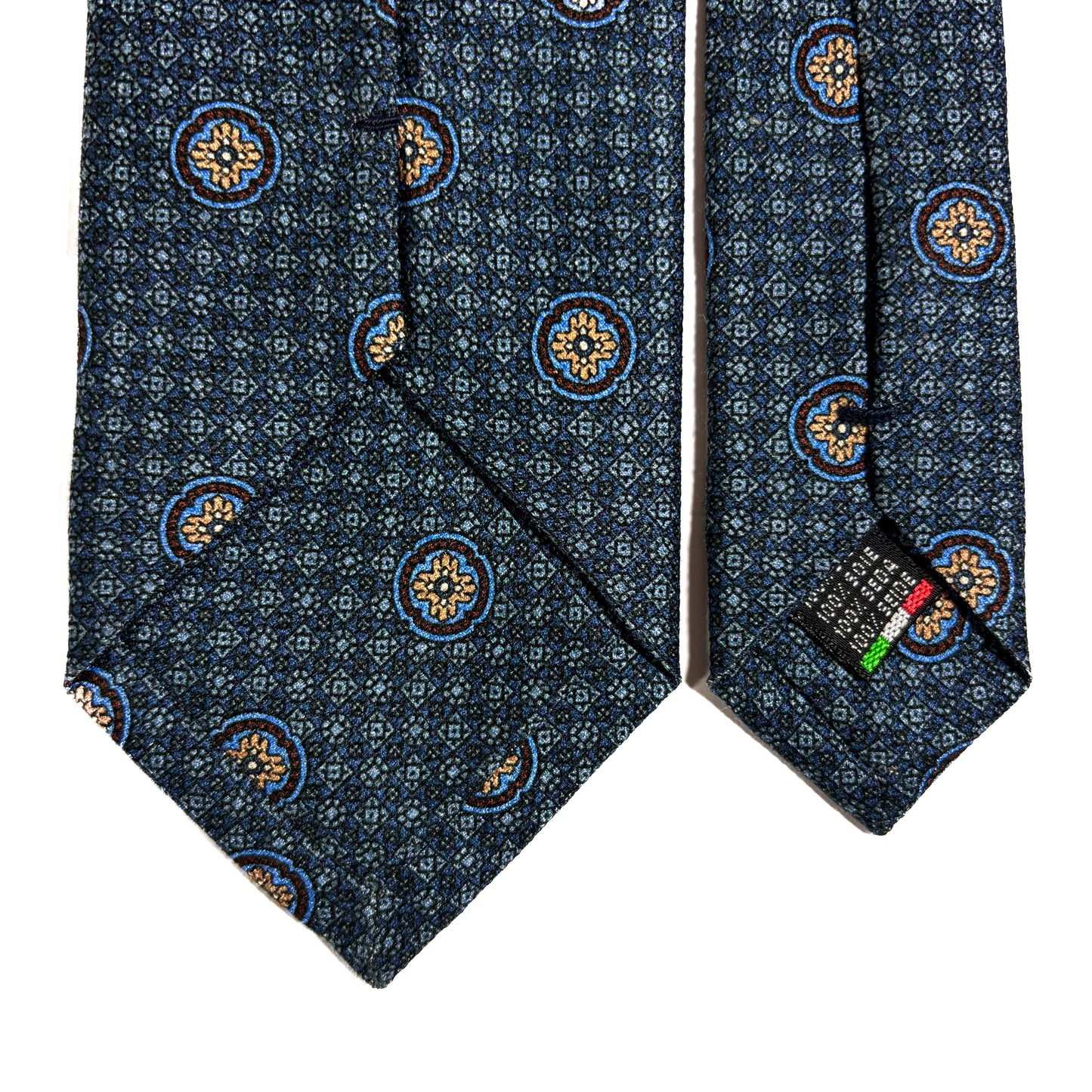 Light Blue Foulard Printed Micro-Grenadine Silk Tie