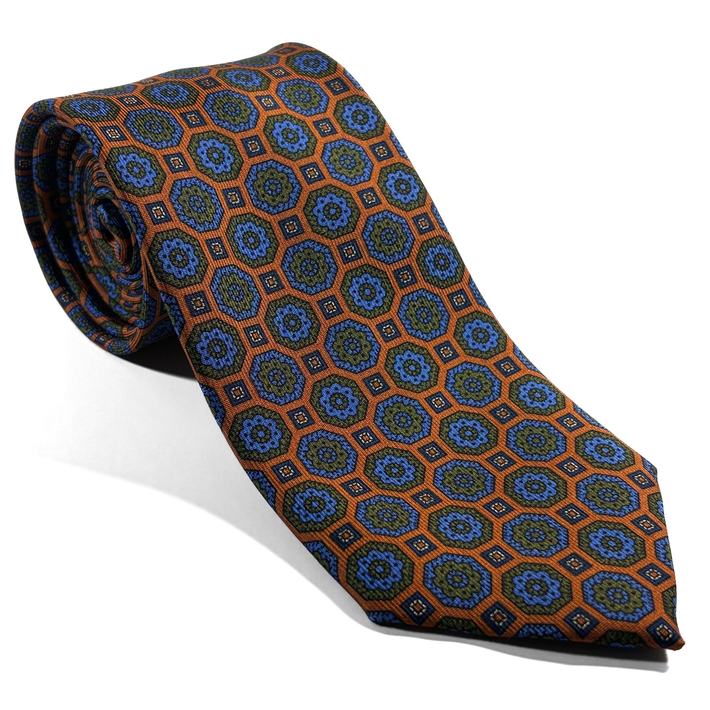 Burnt Orange Geometric Ancient Madder Silk Tie