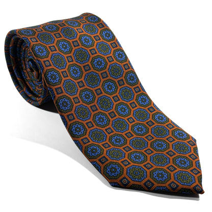 Burnt Orange Geometric Ancient Madder Silk Tie