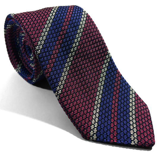 Wine Red & Purple Striped Silk Grenadine Tie (Garza Grossa)