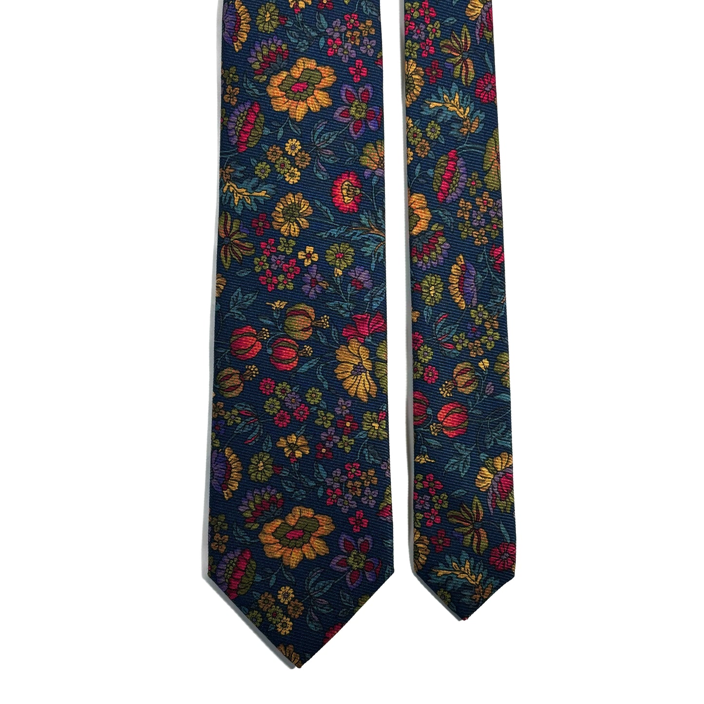 Blue Floral Motif Italian Madder Silk Tie