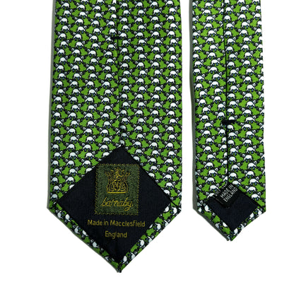 Olive Green Elephant Motif Silk Tie