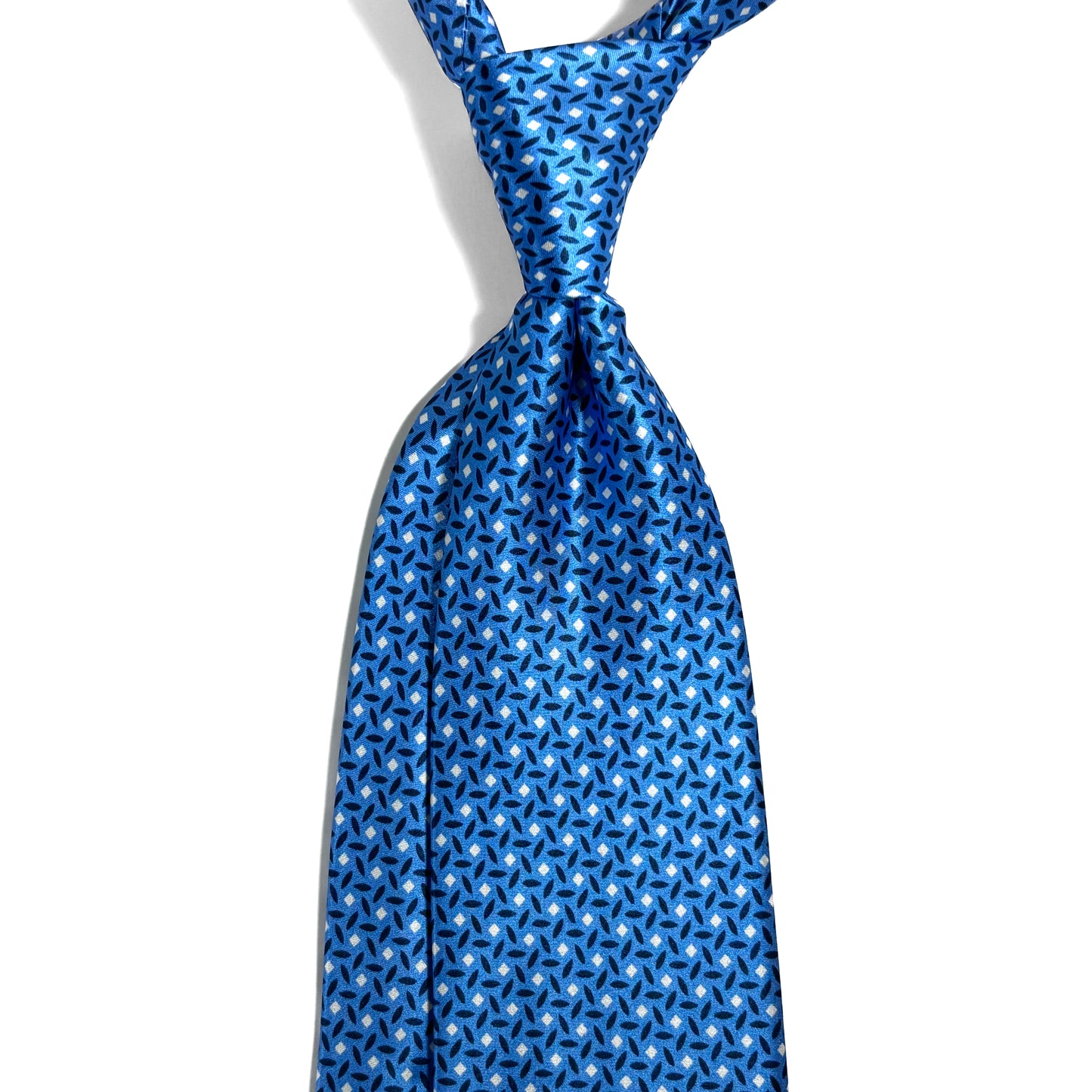 Royal Blue Geometric Silk Satin Tie
