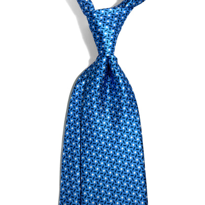 Royal Blue Geometric Silk Satin Tie