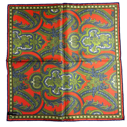 Orange & Green Floral Silk Pocket Square