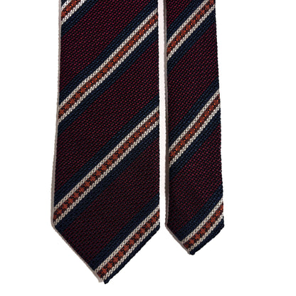 Burgundy Striped Italian Silk Grenadine Tie