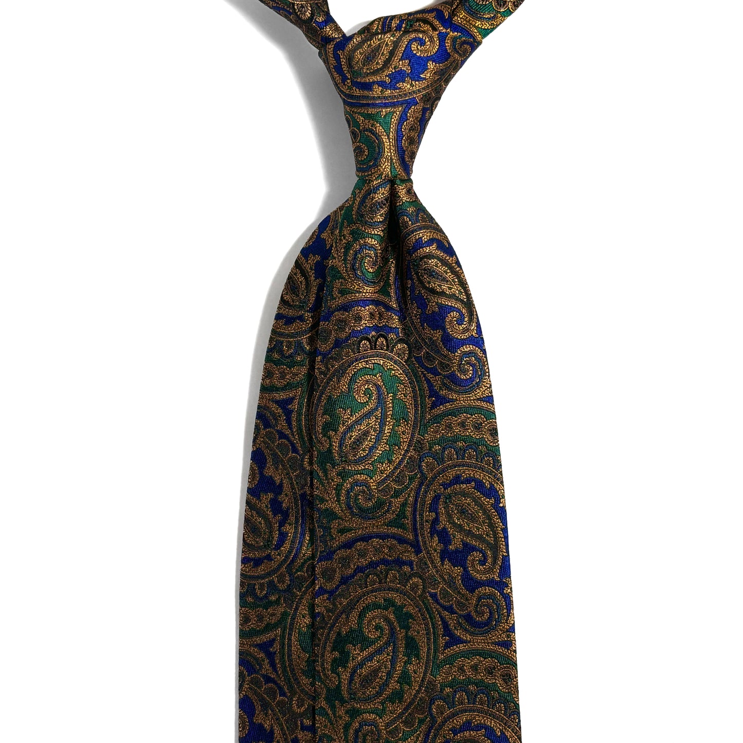 Green & Gold Silk Paisley Jacquard Tie