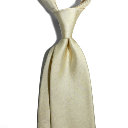 Cream Yellow English Printed Twill Silk Tie