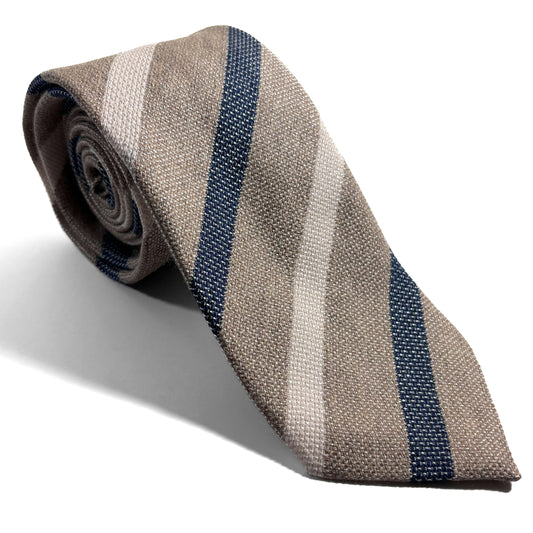 Beige Striped Silk Grenadine Tie (Garza Fina)