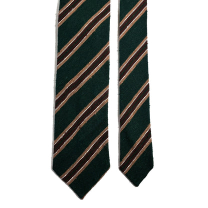 Luxury Forest Green Stripe Untipped Silk Shantung Tie