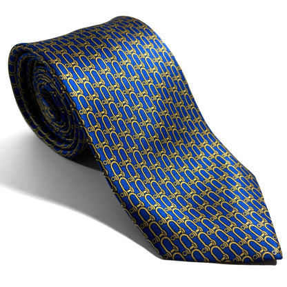 Royal Blue & Gold Bridle Motif Silk Satin Tie