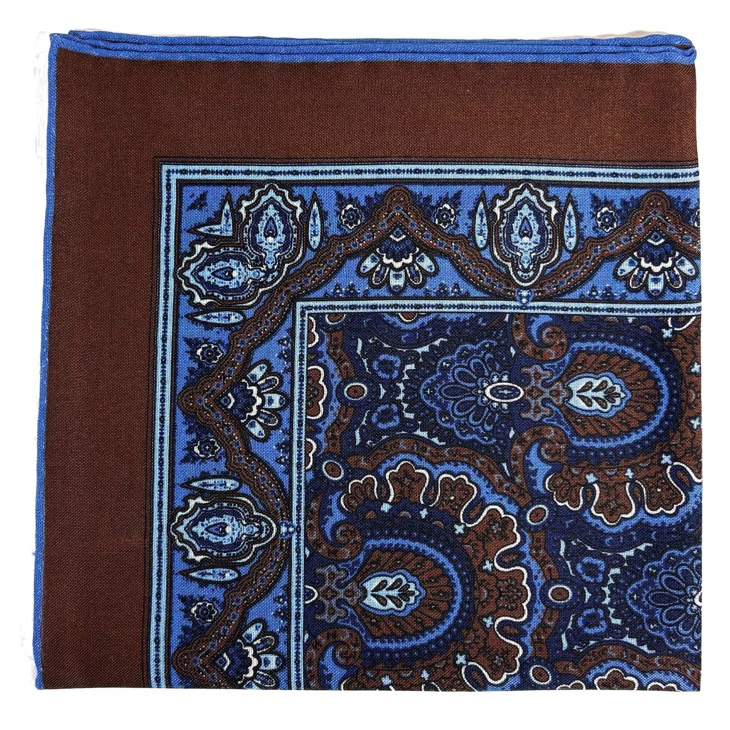 Dominus - Brown & Blue - Wool/Silk Pocket Square