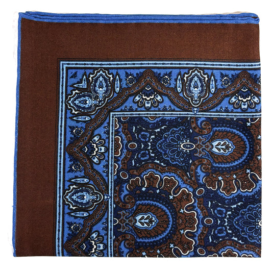 Dominus - Brown & Blue - Wool/Silk Pocket Square