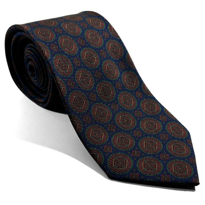 Blue Medallion Italian Madder Silk Tie