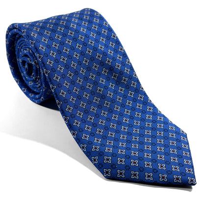 Blue Floral Printed 36oz Silk Twill Tie