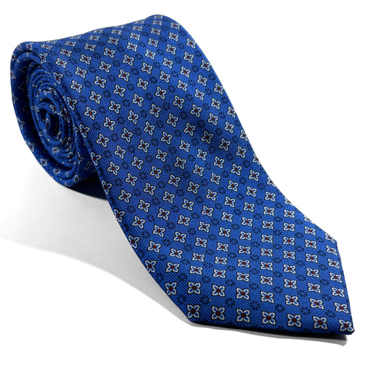 Blue Floral Printed 36oz Silk Twill Tie
