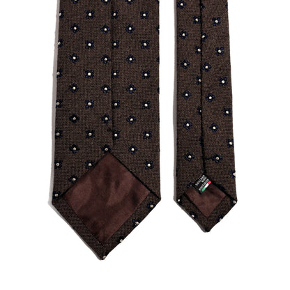 Taupe Brown Floral Wool/Silk Jacquard Tie