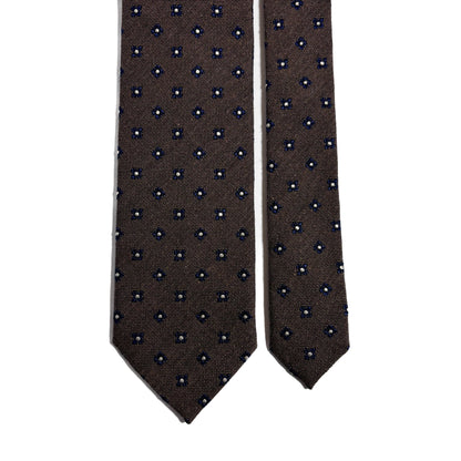 Taupe Brown Floral Wool/Silk Jacquard Tie