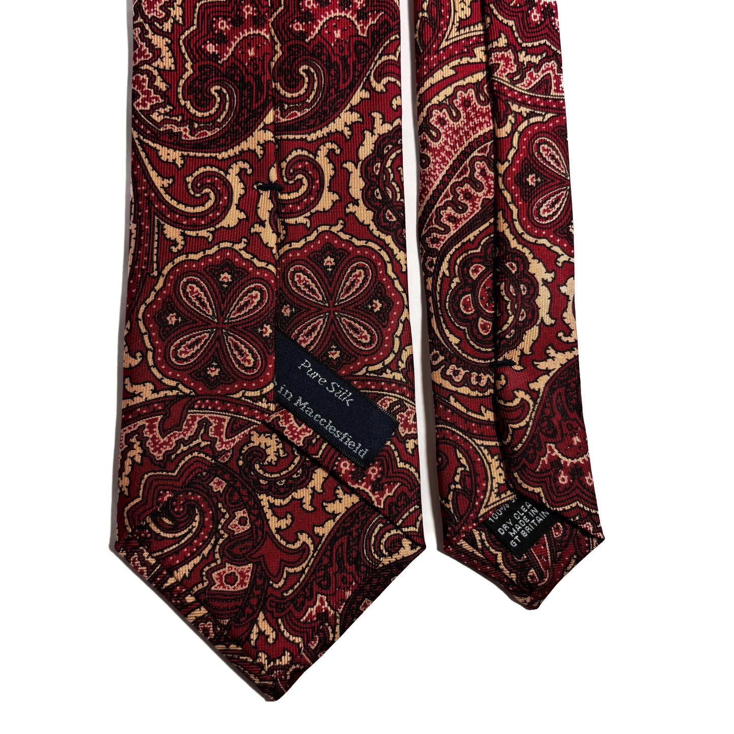 Hand-Printed Burgundy Paisley Silk Tie